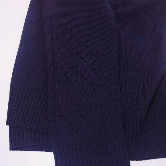 St. John Sport Women's Wool Knit Zip Up Cardigan Navy Blue Size L Collared $299 - Picture 7 of 9